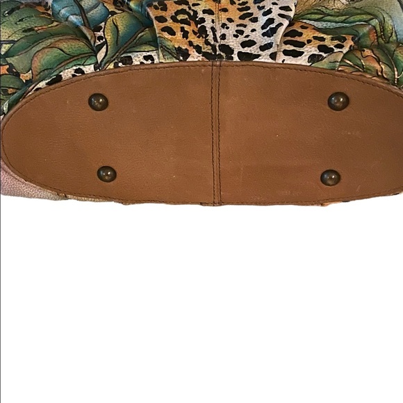 Anuschka Hand Painted Leopard in Paradise Leather Bohemian Handbag - Picture 9 of 12